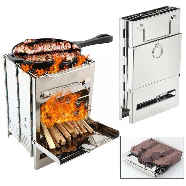 Holzkohlegrill Standgrill BBQ Grill Edelstahl Klappgrill Tragbarer Camping Grill