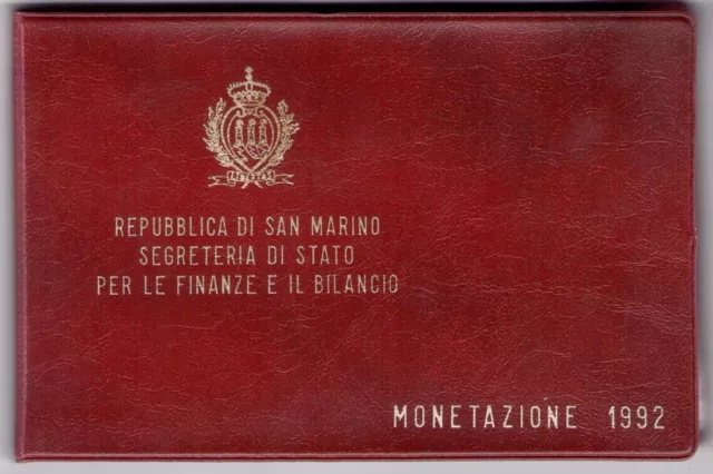 1992 Repubblica di San Marino, Monete Divisionali, FDC CON 1.000 lire in argento