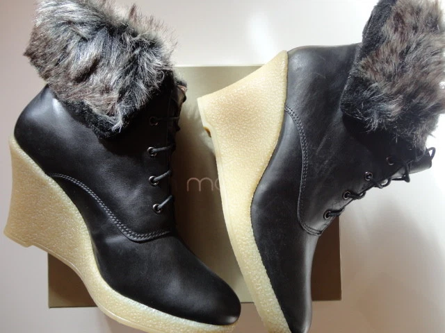 Bottines Mellow Yellow Talons 6 Cm - Cuir Noir Taille 36 - Très Bon État - Style Boots à Brides