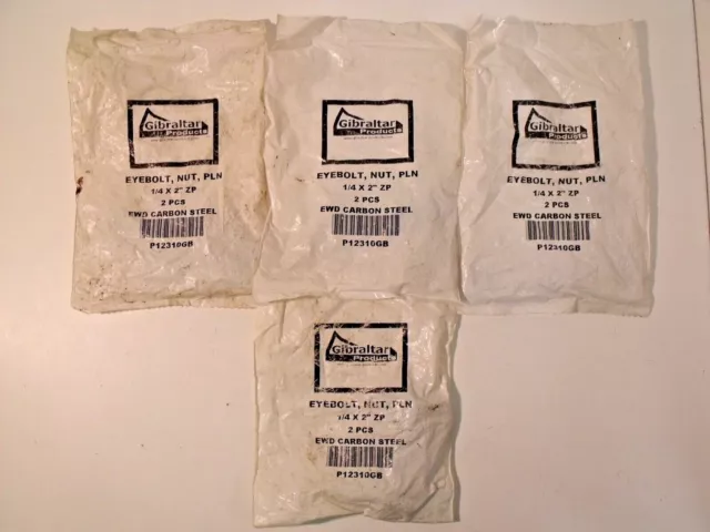 (8) NIB Gibraltar P12310GB Fixed Lifting Eye Bolts:  500lb, 1/4 - 20 Thread