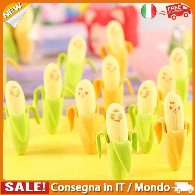 IT 2pcs Lovely Cute Banana Fruit Style Rubber Pencil Eraser toy