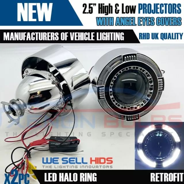 SWITCHBACK SQUARE LED Angel Eyes Bi-xenon Projector Headlight Lens 2.5 3.0  inch £77.99 - PicClick UK