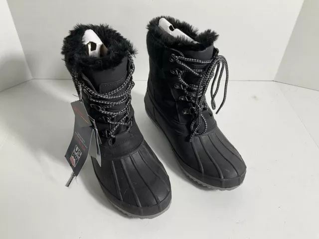 KHOMBU Winter Boots Womens 8 Thermolite Arctic Black Fur Lined  Lace Up