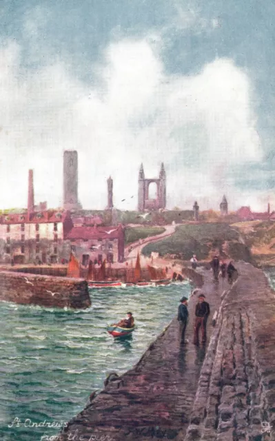 Vintage Postcard St. Andrews From The Pier Scenic View Oilette Raphael Tuck