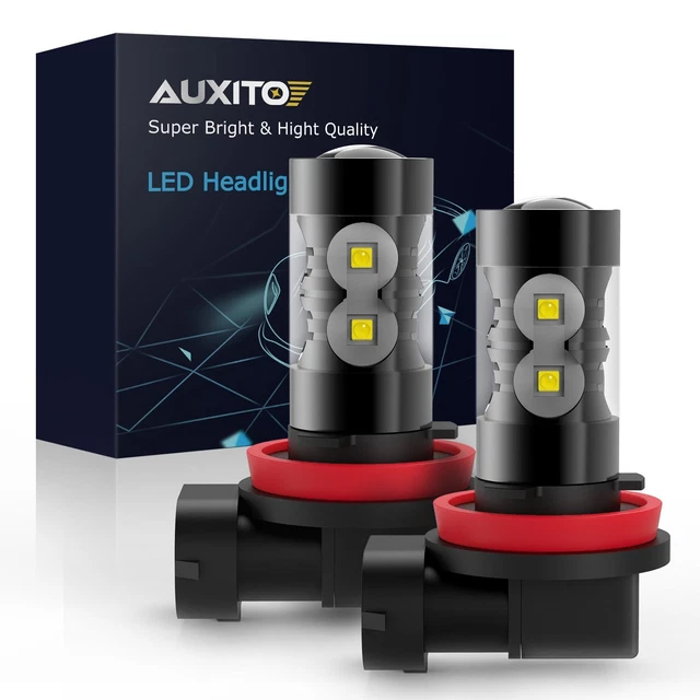 2pcs AUXITO H11 LED Fog Light Bulbs Lamps Noiseless 6000K Xenon White CANBUS 50W