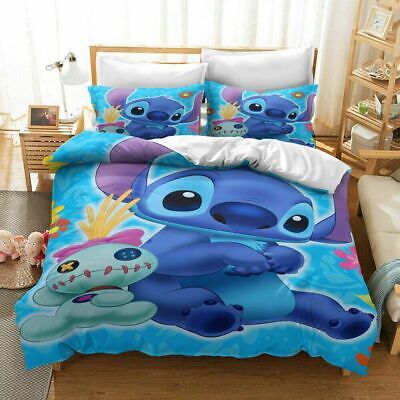 UK Lilo and Stitch Quilt Duvet Cover Bedding Set Pillowcase Single Double Bed
