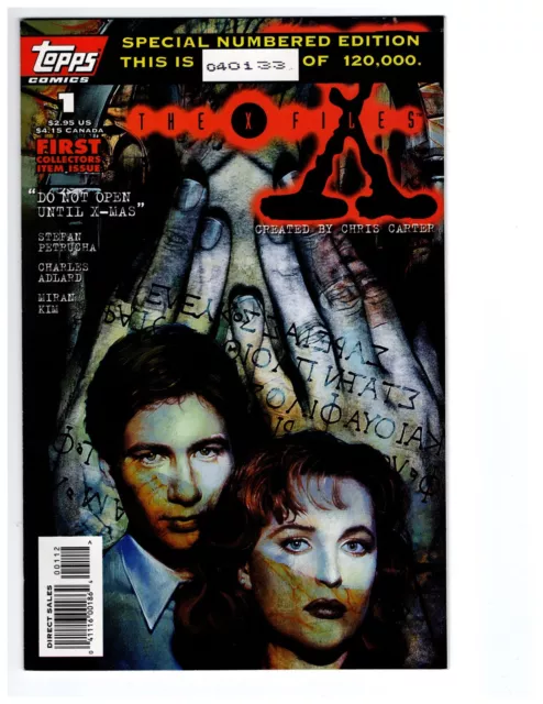 X-Files 1 VFNM 9.0  2nd Printing Numbered Edition Scully Mulder 1995 Topps