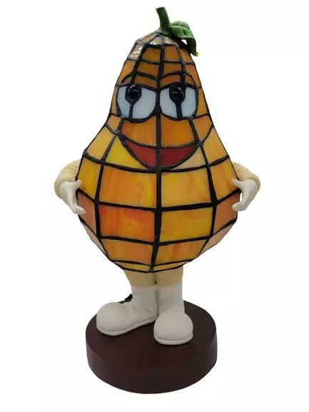 12" Cartoon Fruit Pear Stained Glass Low Light Accent Tiffany Style Table Lamp