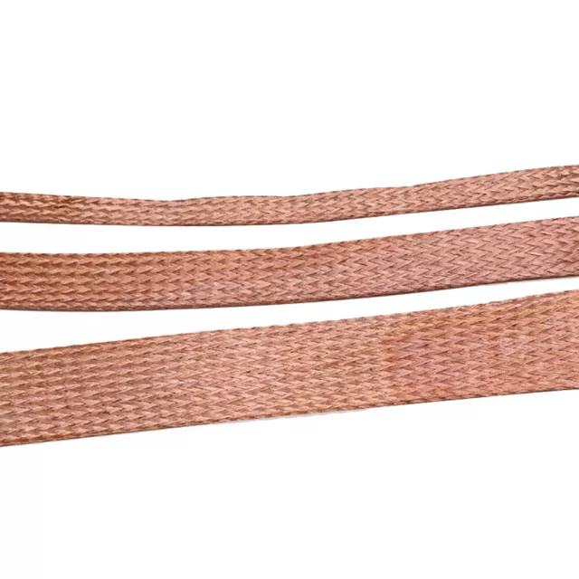 2 - 28mm Braided Ground Strap Grounding Copper Flat Braid Made Shielding Sleeve 2