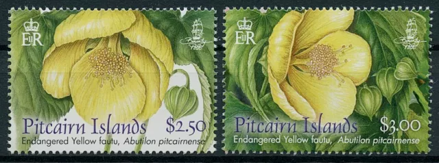 Pitcairn Islands 2011 MNH Flowers Stamps Endangered Yellow Fautu Flora 2v Set