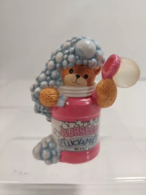 Enesco Lucy Rigg Lucy & Me Vintage Porcelain Bear Figurine Bottle Of Bubbles