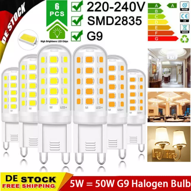 6x G9 5W LED Kapsel Birne ersetzen 50W Halogen Glühlampe Lampe Warmweiß Kaltweiß