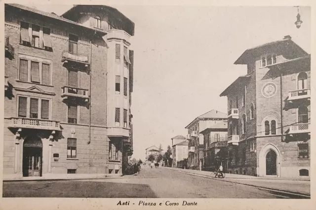 Cartolina - Asti - Piazza e Corso Dante - 1935 ca.