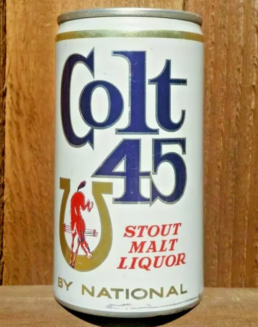 TOUGH! COLT 45 STOUT MALT LIQUOR BEER CAN ~ 4 Cities ~ The National Brewing Co.