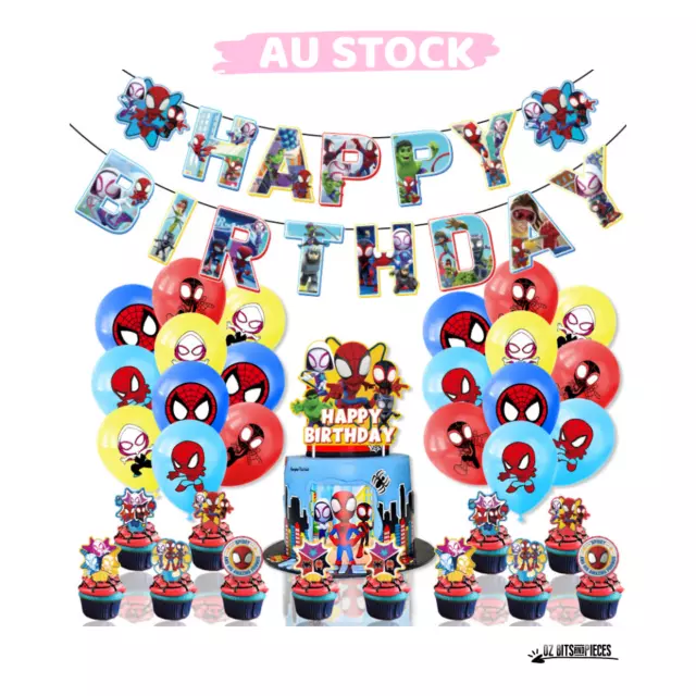 Spidey & His Amazing Friends Happy Birthday Banner Cake Topper Balloon Party Set