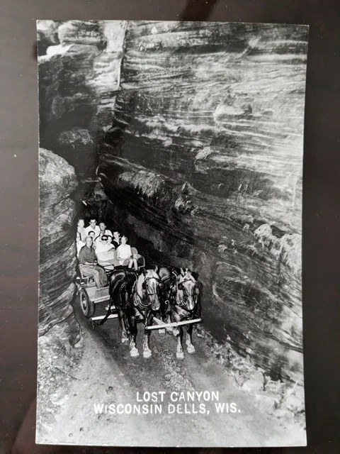 RPPC - LOST Canyon, Horse Drawn Wagon, Wisconsin Dells, WI - Mid 1900s