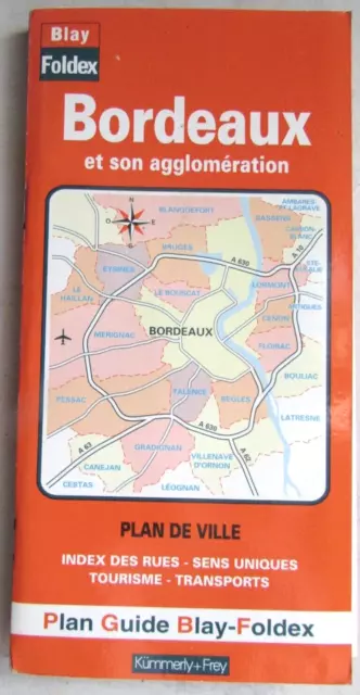 Carte Plan Guide Blay Foldex Bordeaux et son agglomération Plan de Ville 1997