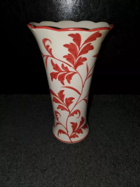 Hand Painted Flowered Vase by Andrea by Sadek ~ 8" tall