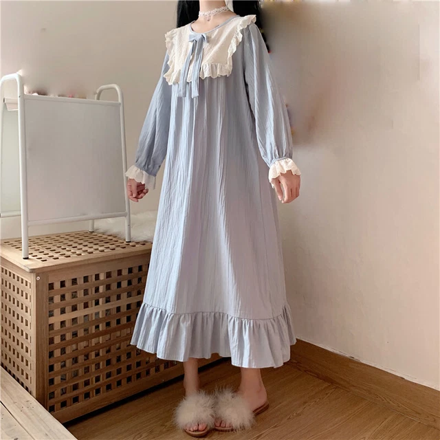 Ragazza Donna Camicia Misto Cotone Pizzo Bambola Colletto Manica Lunga a Balze