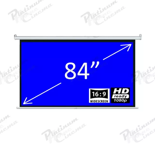 84" Electric HD Projector Screen Home Cinema Aspect Ratio 16:9 Matte Grey