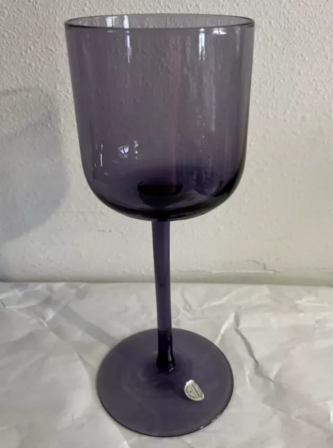 Vintage Empoli Murano Italy Large Purple Glass Goblet w Original Label