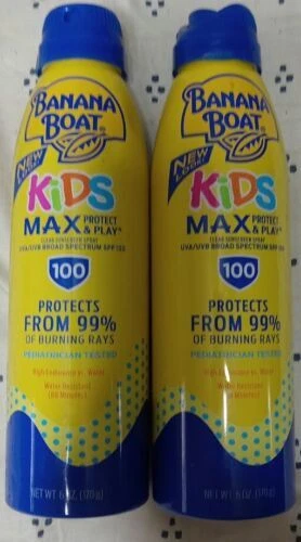 2 Banana Boat Kids Max Protect & Play SPF 100 Clear Sunscreen Spray 6 oz