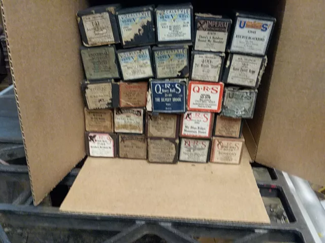 Lot 25 Antique Vintage Player Piano Rolls see pic for titles