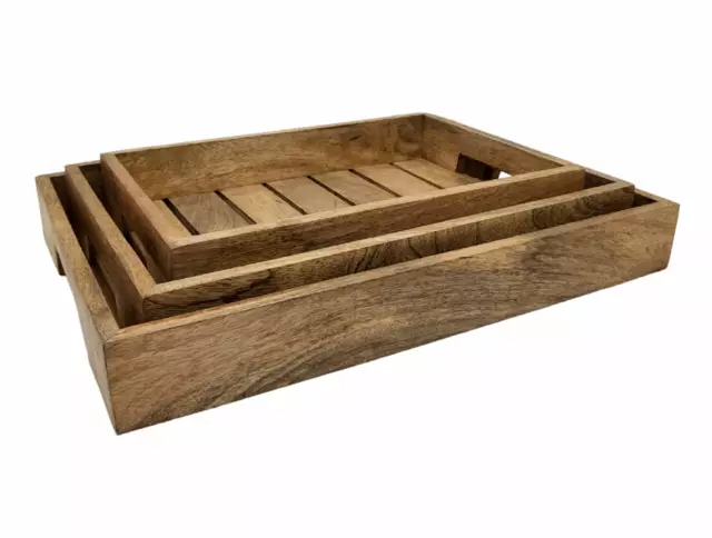 Wooden Rectangle Trays with Handle Serving tray Breakfast Tray, Decor S,M & L