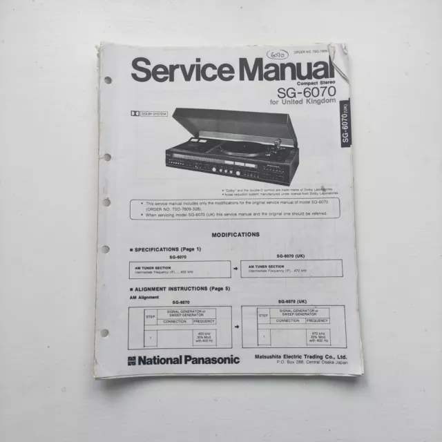 Vintage PANASONIC service manuals ORIGINAL 2