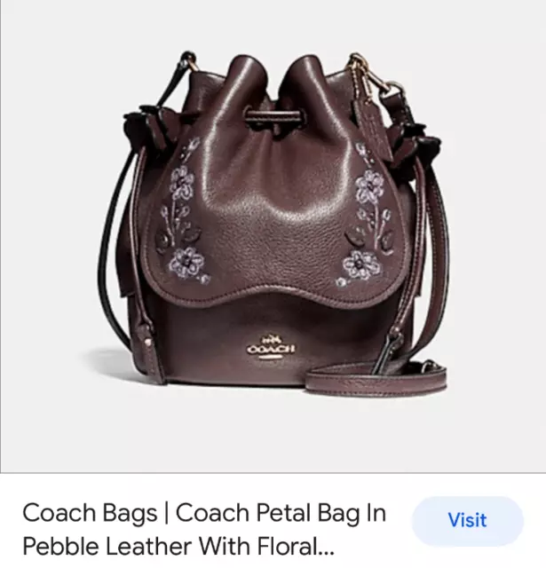 Nwt Petal Bag In Pebble Leather With Floral Embroidery (Coach F11917)