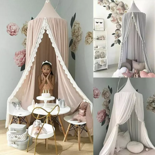 Kids Children's Bed Lace Canopy Bedcover Mosquito Net Curtain Bedding Dome Tent