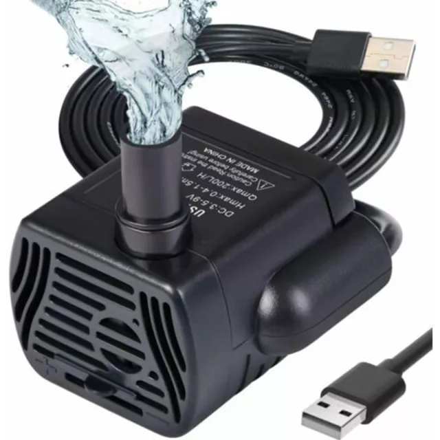 Water Pump USB Inline No Carbon Brush 200(L/H) Flow 8MM Outlet Diameter