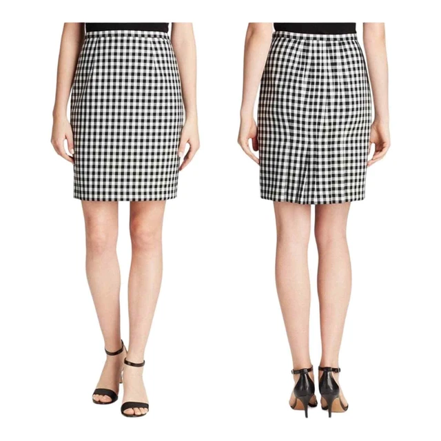 Diane Von Furstenberg Eliza Gingham Pencil Skirt Womens Size 8