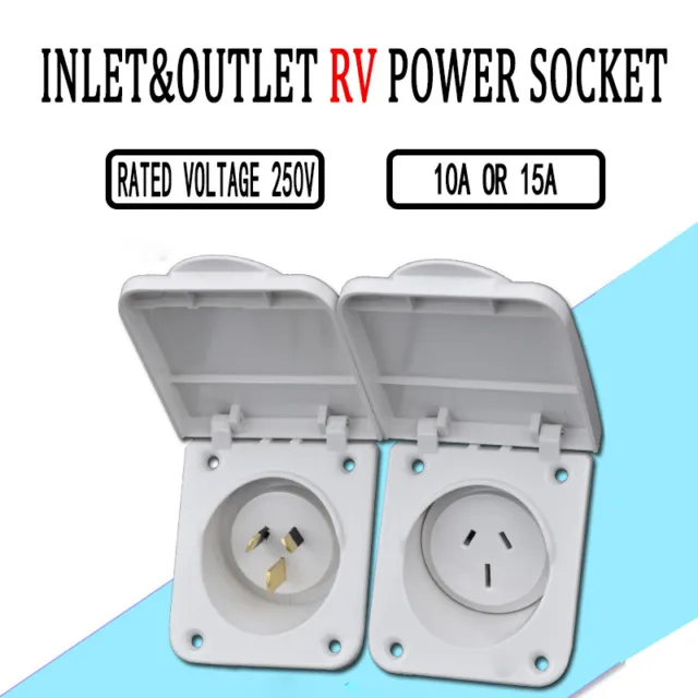 10A&15A Caravan Inlet Outlet RV Camper Motor Home Power Socket White 250V