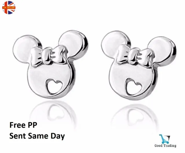 Disney Children's Sterling Silver Cute Minnie Mouse Stud Earrings