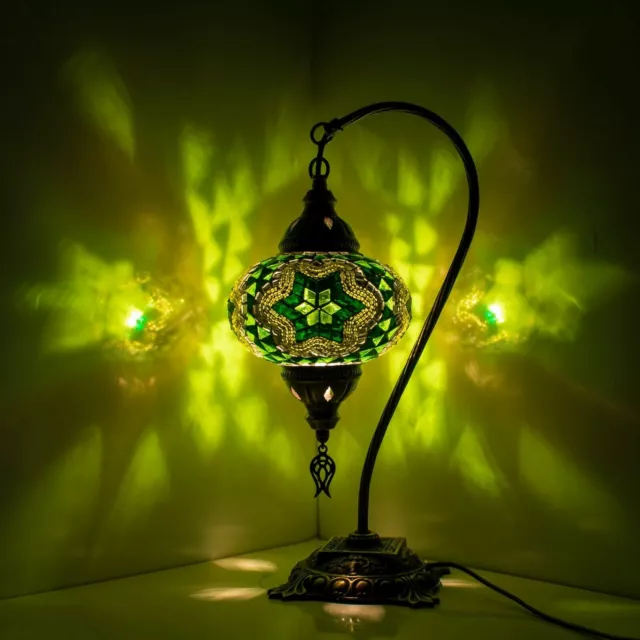 Turkish Moroccan Lamp Bedside Lamp Table Desk Green With Bulb