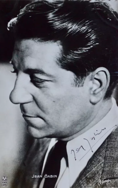 Beau portrait de Jean Gabin, en noir et blanc, avec signature autographe