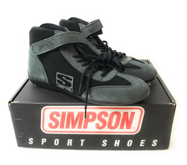 Simpson Racing Fusion Midtop Driving Shoes, Black/Green, Size 11, MT110BK