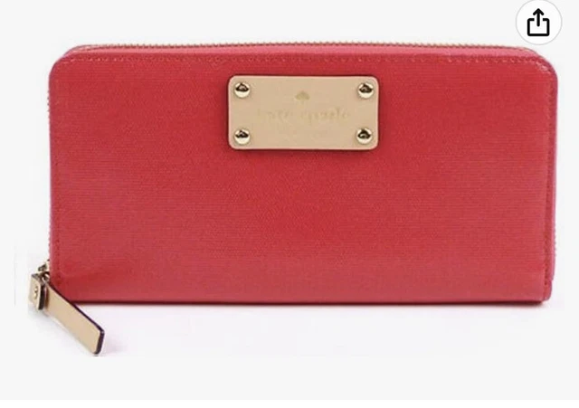 Kate Spade Wellesley Neda Clutch Wallet Red Fulton Street Lacquered beige tag NY