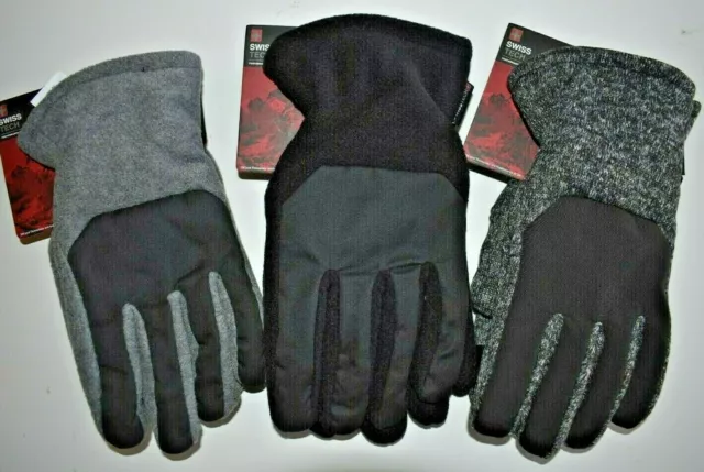 Swiss Tech Men's 3M Thinsulate Fleece Gloves Touchscreen Compatible S/M & L/XL