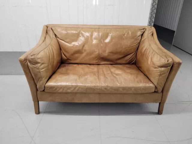 Halo 'Reggio' Brown Leather 150Cm Sofa - Small, Love Seat