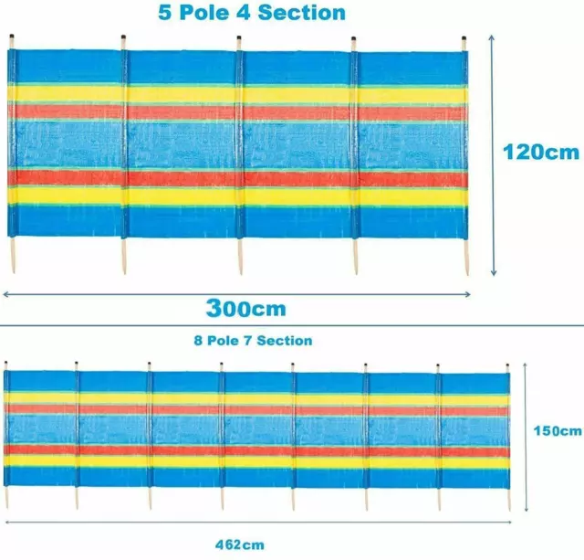Holiday Garden Camping Beach Sun Shade Windbreaker 5 & 8 Pole Windbreak