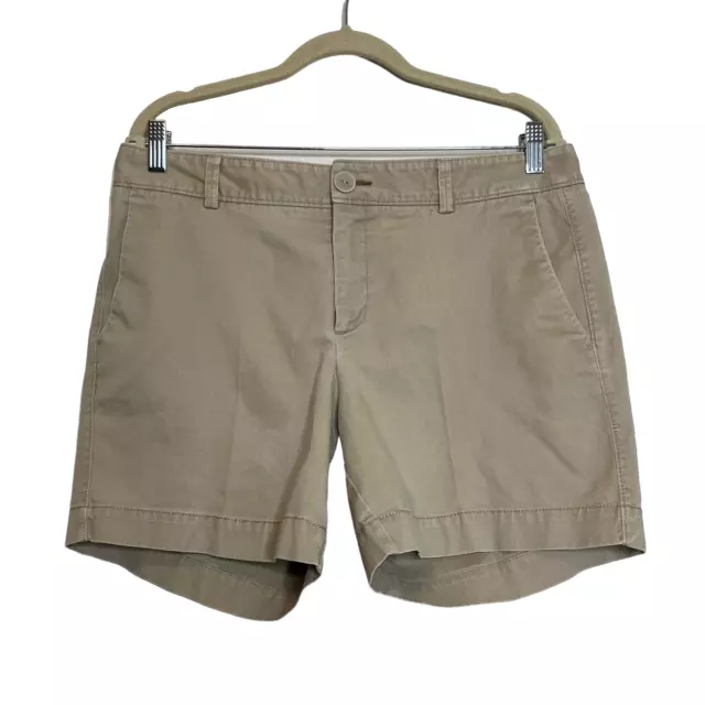 Dockers Womens Khaki Shorts Size 12 Beige Cotton Elastane Mid Rise