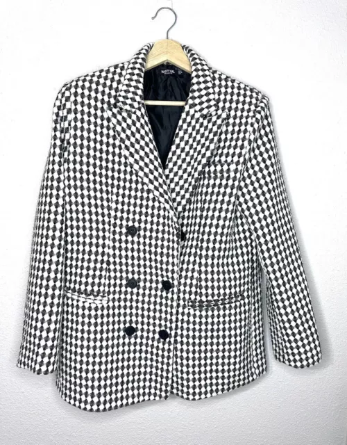 Nasty Gal Black and White Double Breasted Oversized Blazer Women’s Size 8