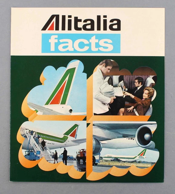 Alitalia Facts Vintage Airline Brochure 1971 Fleet Info Route Map