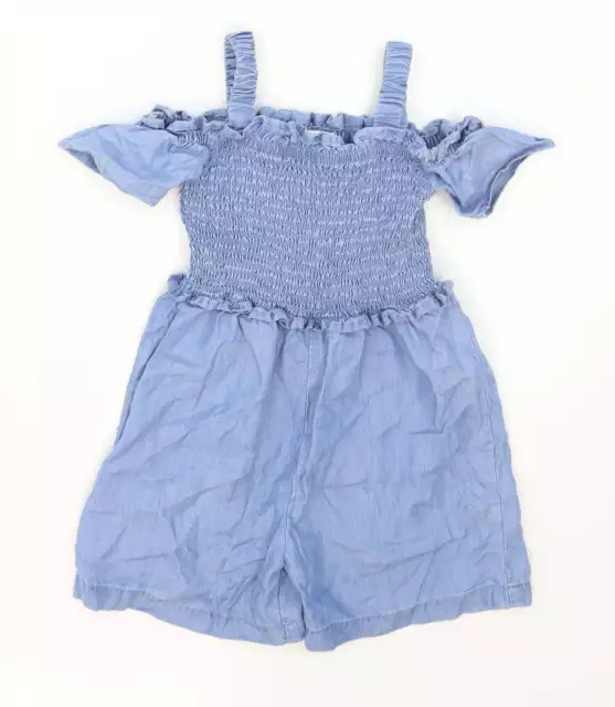 NEXT Girls Blue Cotton Playsuit One-Piece Size 5 Years Pullover