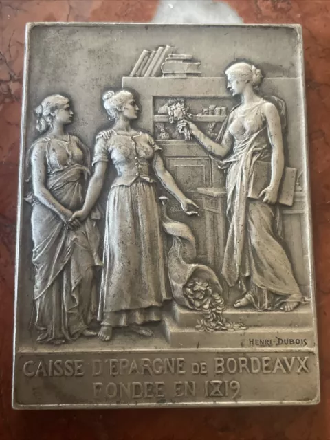 MÉDAILLE EN ARGENT,CAISSE D’ÉPARGNE DE BORDEAUX,SIGNÉE HENRI DUBOIS:155g