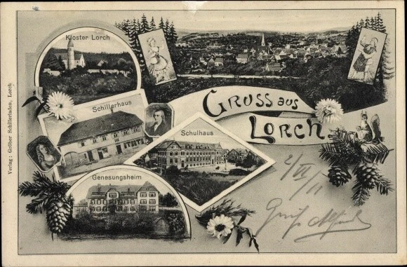 CARTOLINA LORCH IM Rheingau Assia, monastero, Schillerhaus