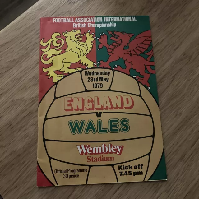 England V Wales 1979 Football Program International British Championship 1979