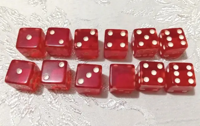 Vintage Crisloid Red DICE 12 - one is missing the #4 - Rare